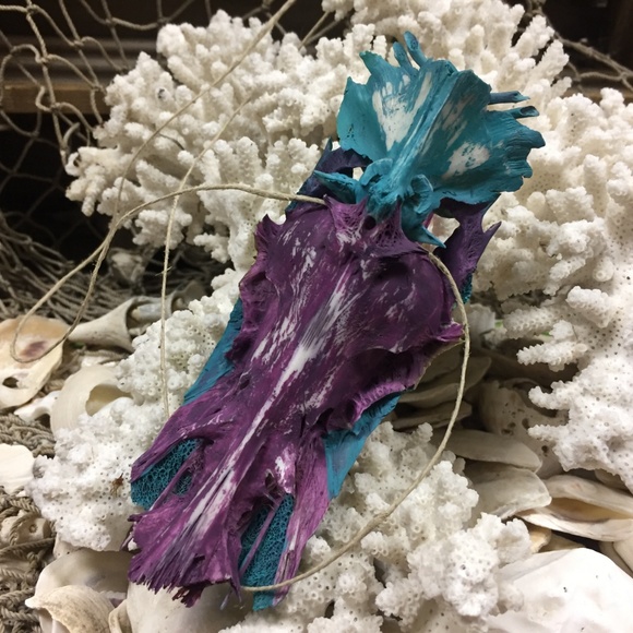 Hand Painted Crucifix Fish Skull Bone, Necklace - Picture 5 of 6